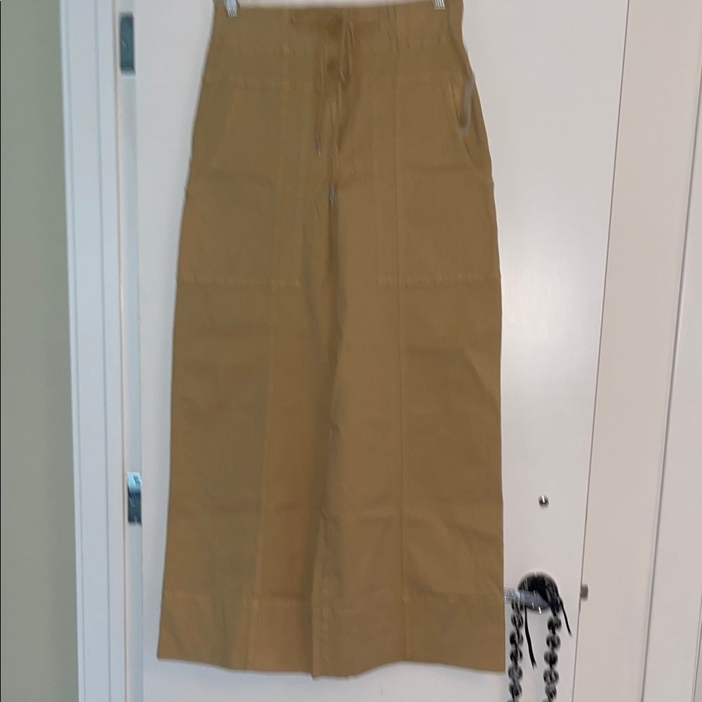Maeve Tan Wide Leg Twill Pant